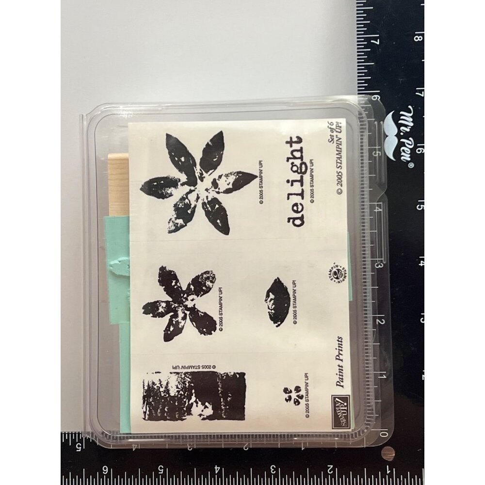2005 STAMPIN' UP! PAINT PRINTS WOOD MOUNTED RUBBER STAMP SET OF 6